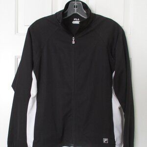 FILA Womens L/S Full Zip Mock Tee Black & White Active Golf Top NWOT - Small